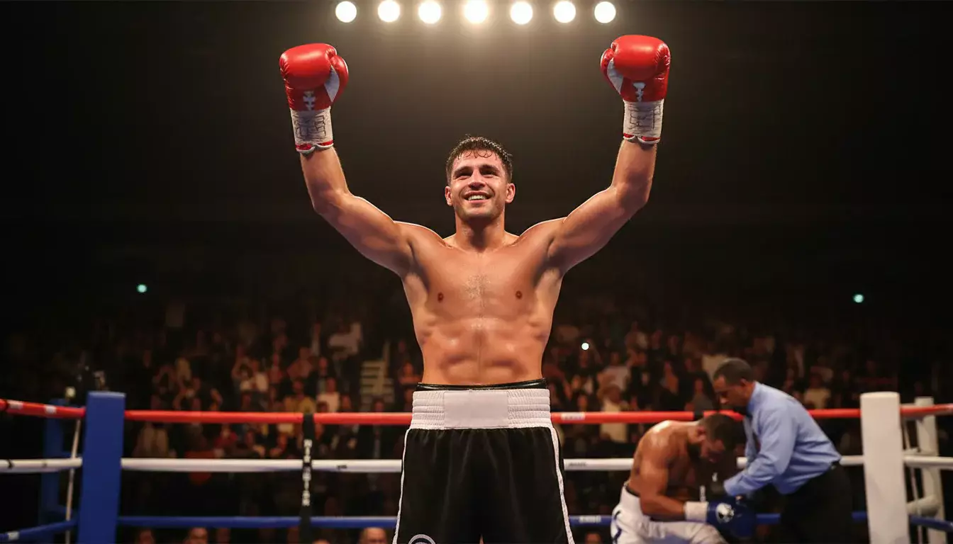 Boxer feiert überraschenden Sieg im Ring nach einem Upset-Knockout