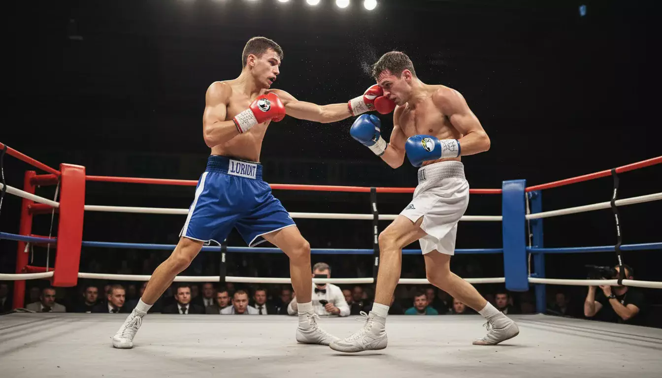 Leichtgewichtsboxer mit explosiver Geschwindigkeit und präzisen Jabs im Boxring
