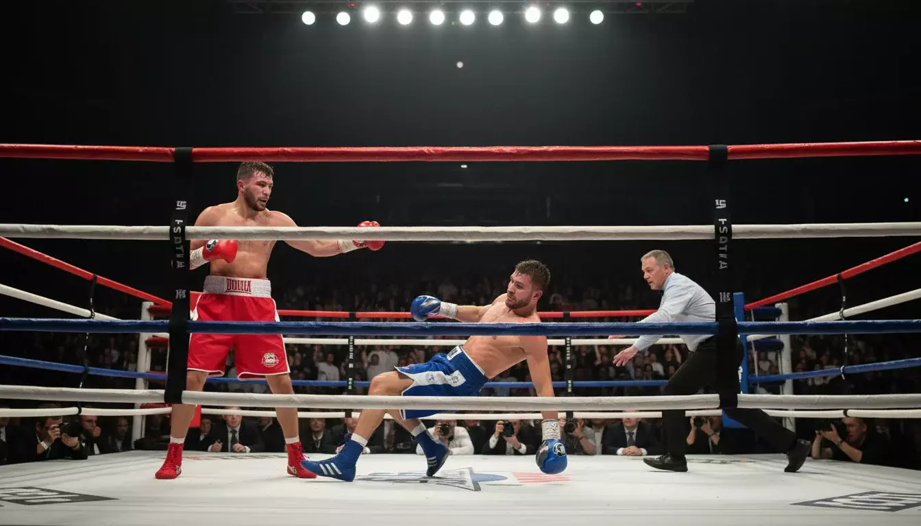 Dramatischer Knockout-Moment im Boxkampf