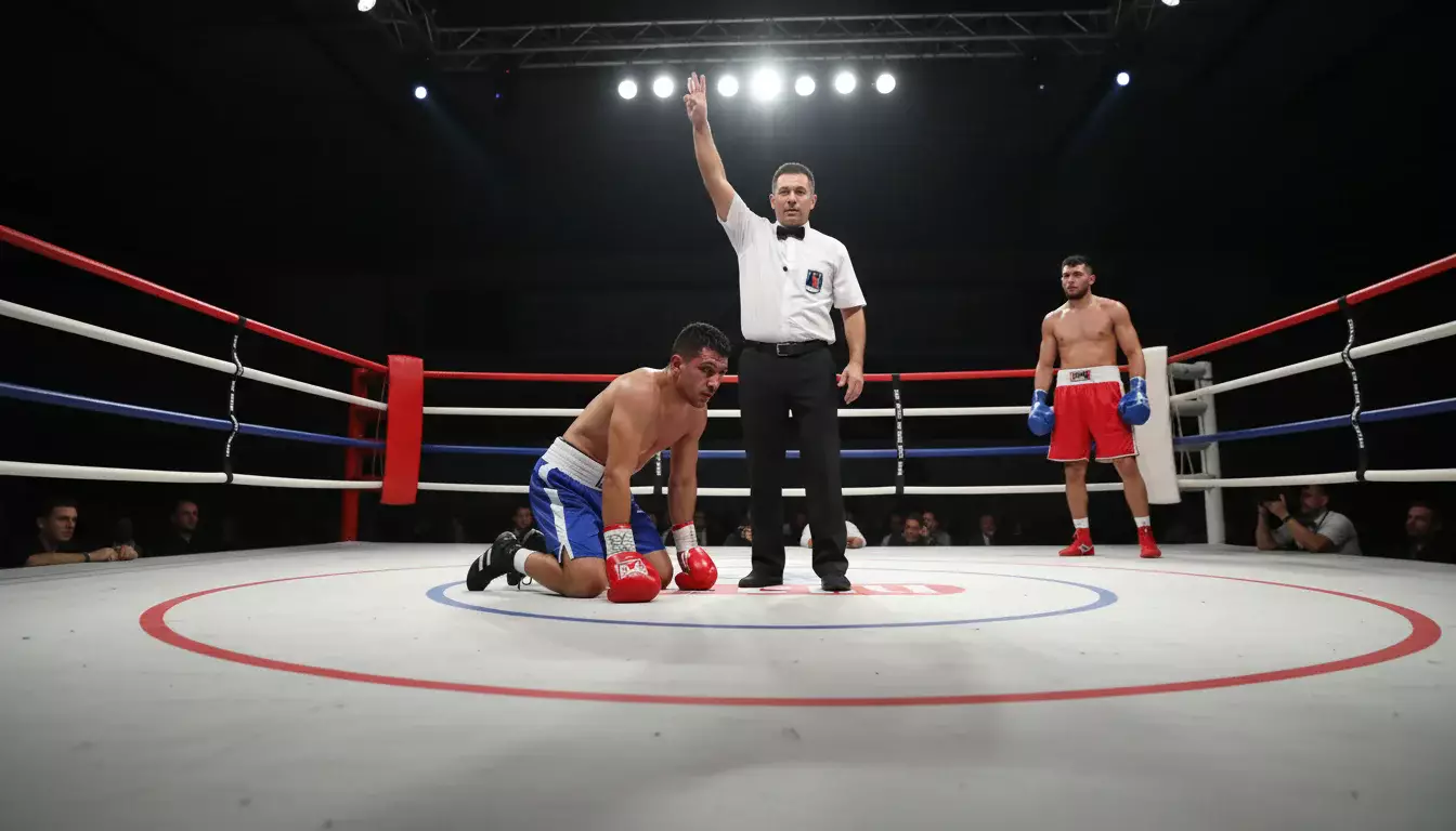 Boxer am Boden nach einem Knockdown im Ring